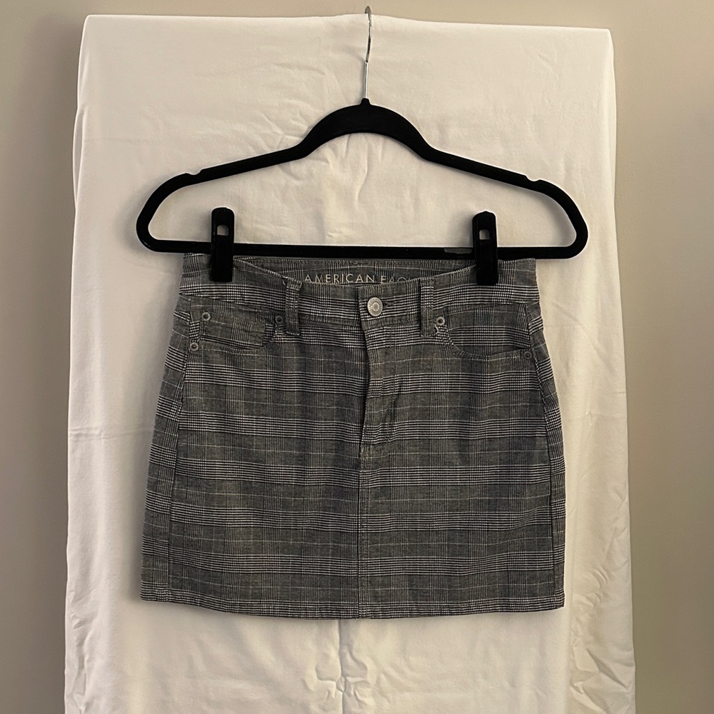 American Eagle Outfitters Black and White Plaid Mini Skirt
